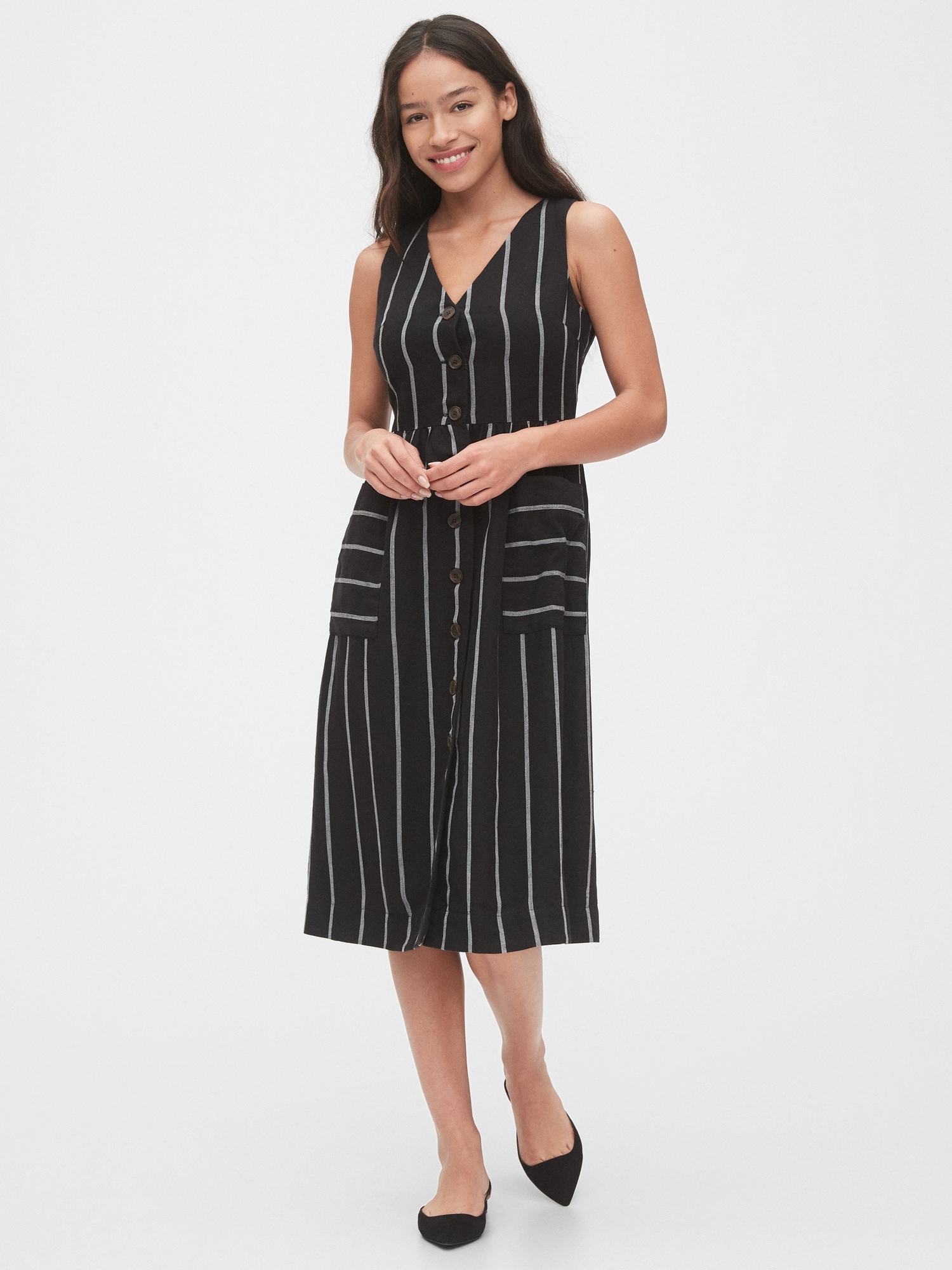 gap black midi dress