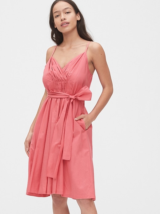 View large product image 1 of 1. Pleated Wrap Cami Dress