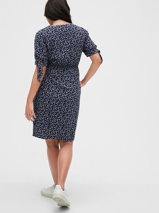 2 of 8 showing, with the color navy floral of product Maternity Print Button-Front Dress