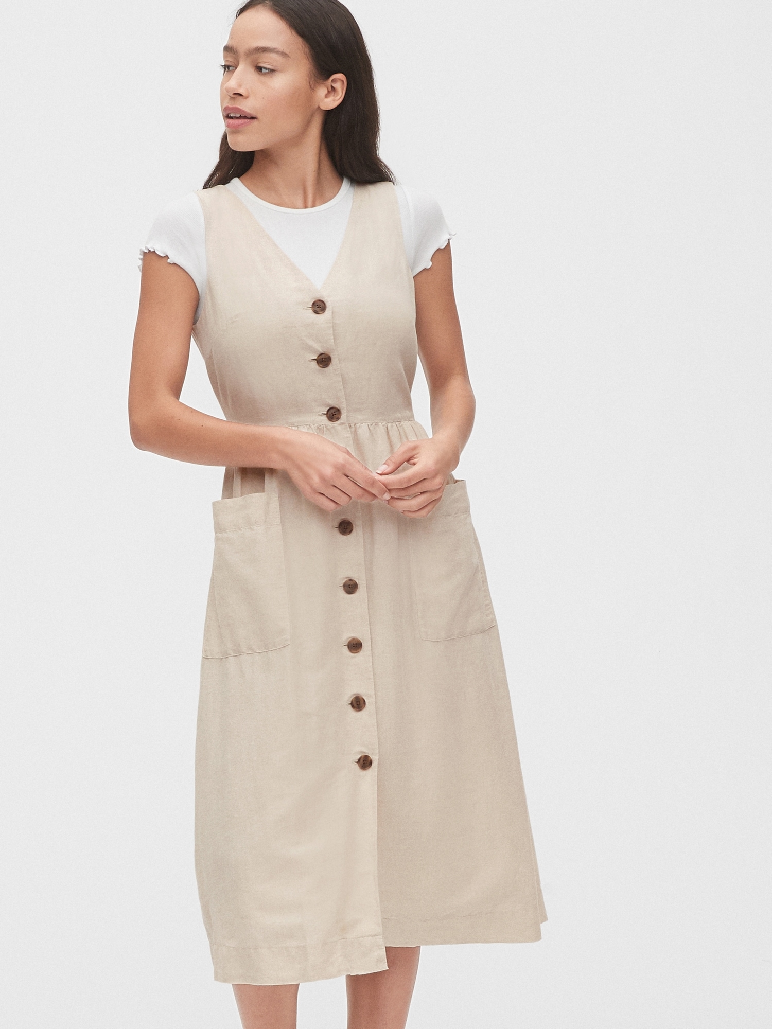 white button up midi dress