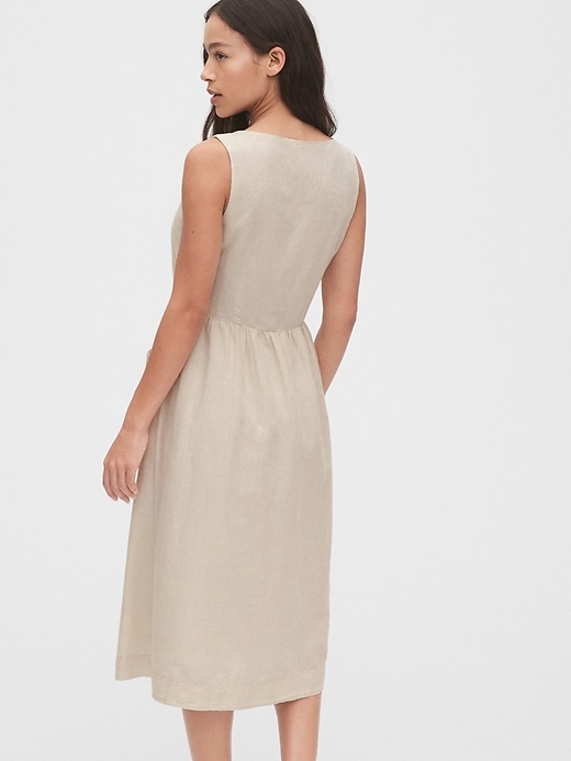 2 of 8 showing, with the color flax beige of product Button-Front Midi Dress