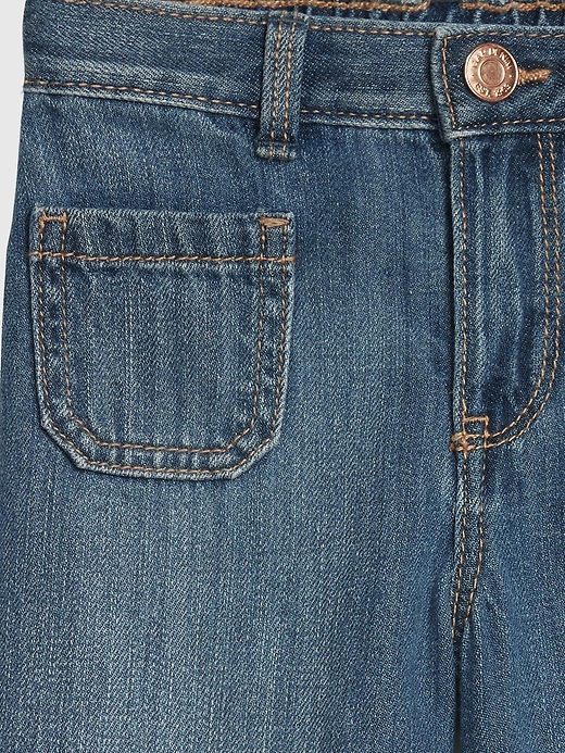 Image number 3 showing, Toddler Organic Cotton Wide-Leg Crop Jeans