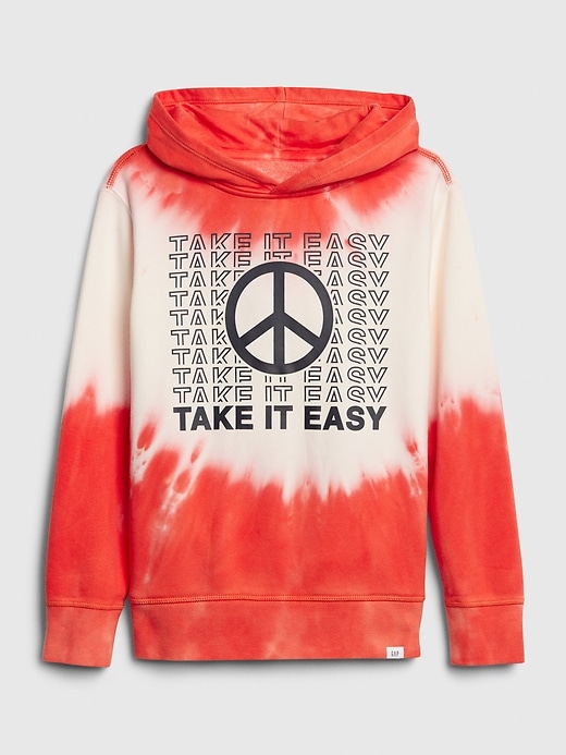 1 of 8 showing, with the color flare orange of product Kids Tie-Dye Graphic Hoodie Sweatshirt