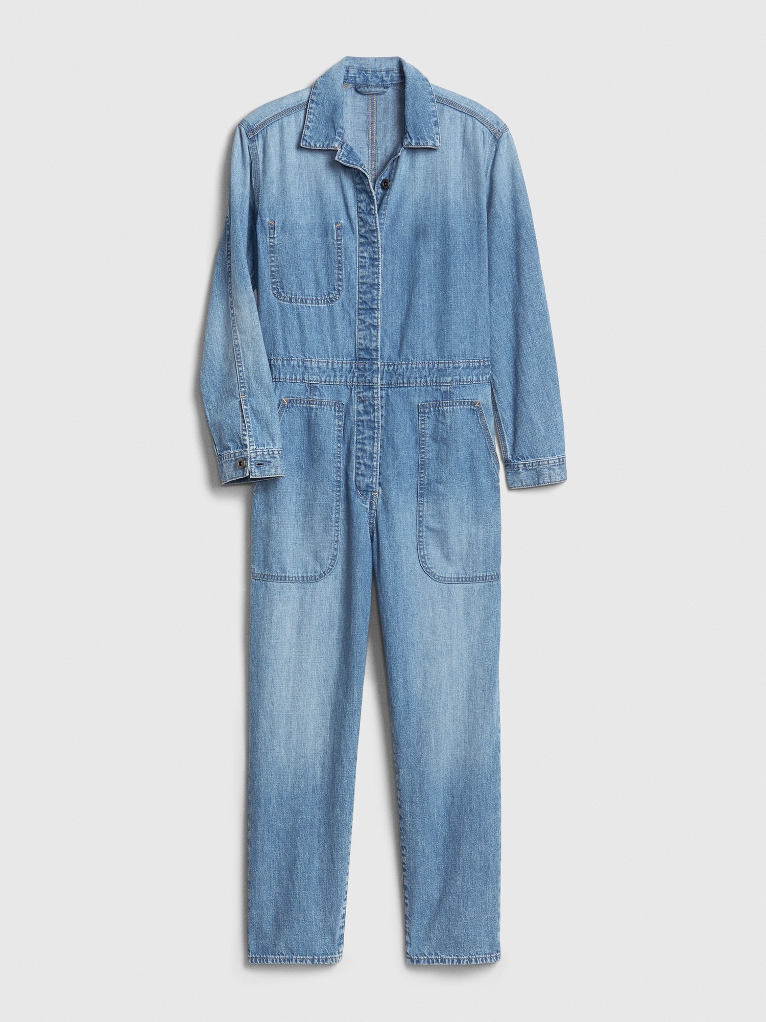 gap denim utility jumpsuit