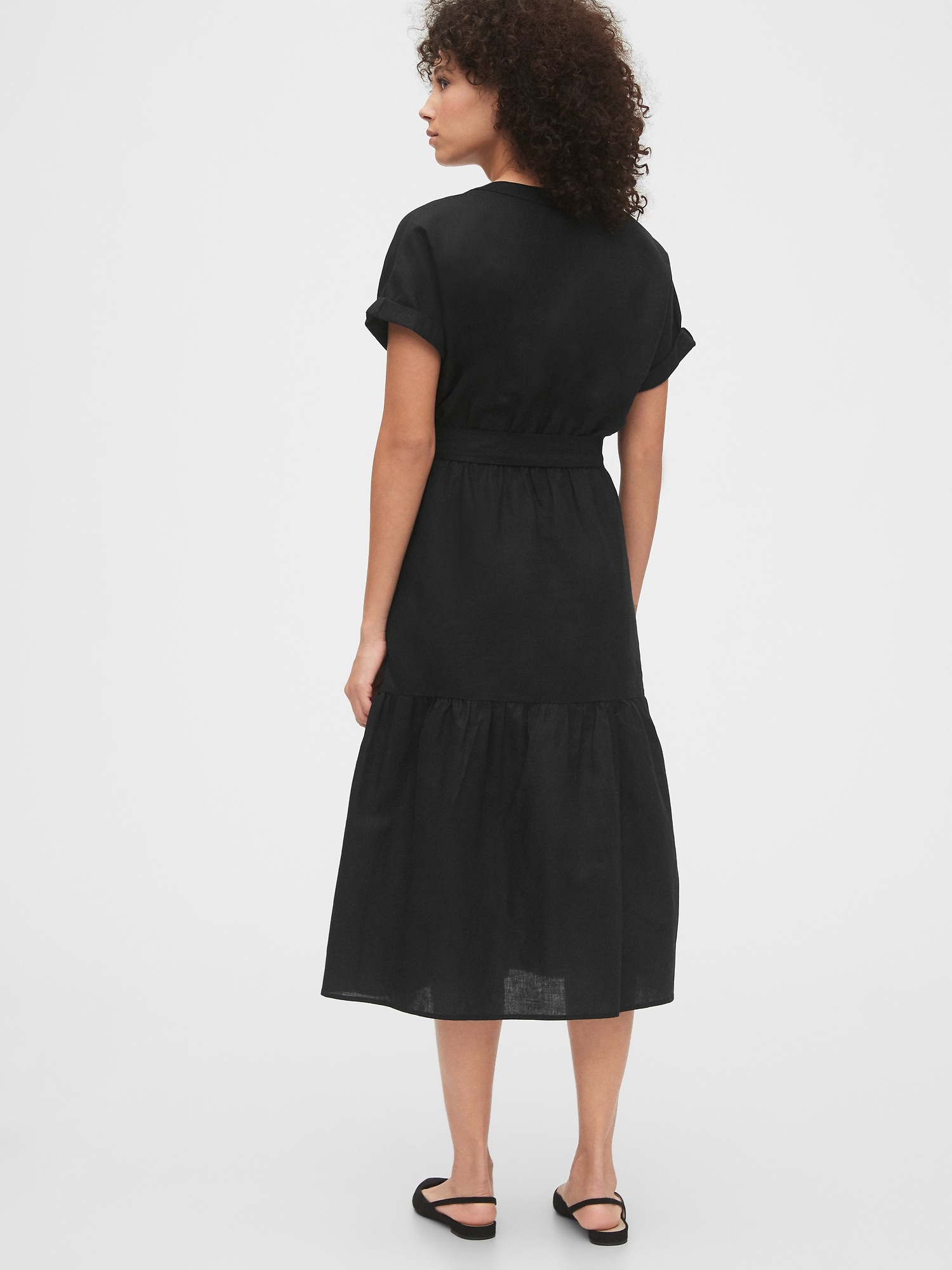 black dress linen