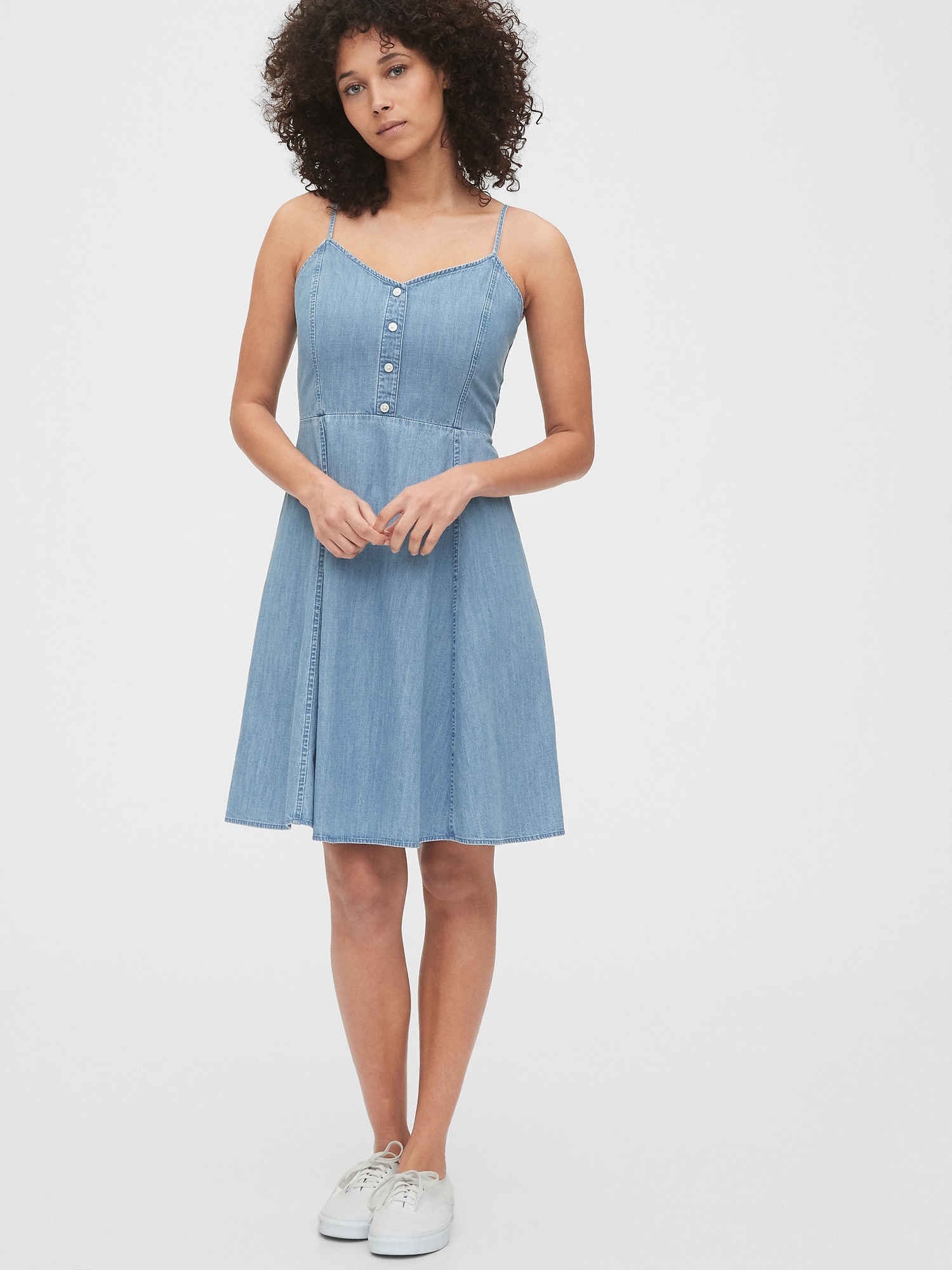 denim fit and flare dress