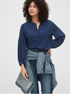 womens denim popover shirt