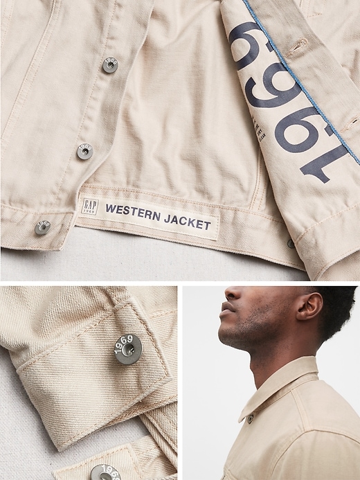 2 of 8 showing, with the color sand of product Selvedge Denim Icon Jacket