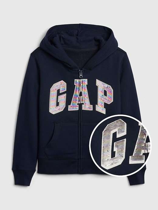 Image number 1 showing, Kids Gap Logo Flippy Sequin Hoodie Sweatshirt