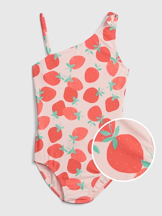 Image number 1 showing, Kids Asymmetrical Strawberry One-Piece