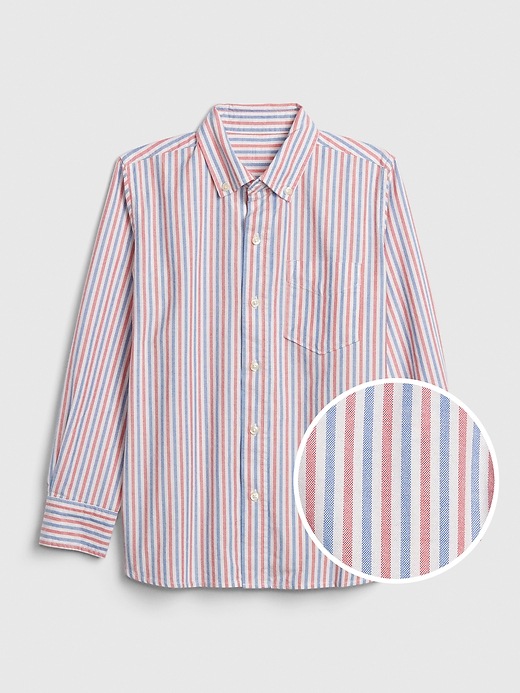 1 of 8 showing, with the color pink stripe of product Kids Print Oxford Shirt