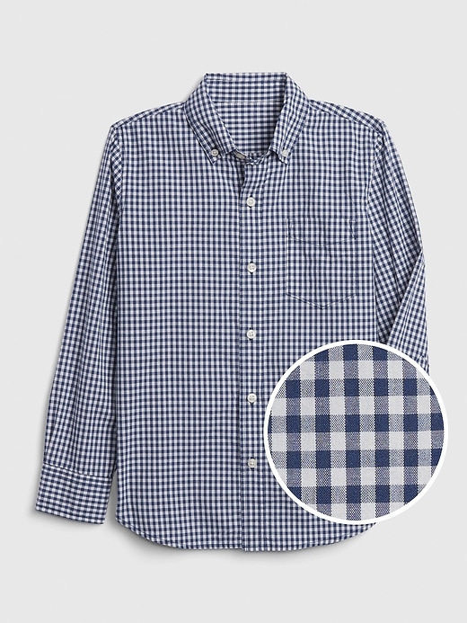 1 of 8 showing, with the color navy gingham of product Kids Gingham Poplin Shirt