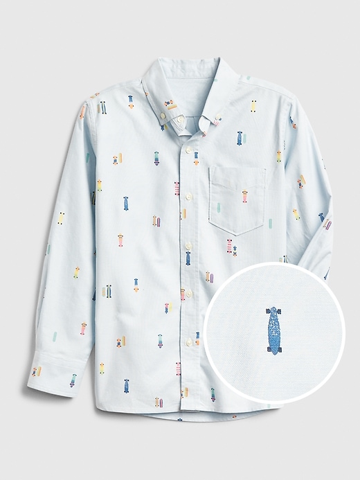 View large product image 1 of 1. Kids Print Oxford Shirt