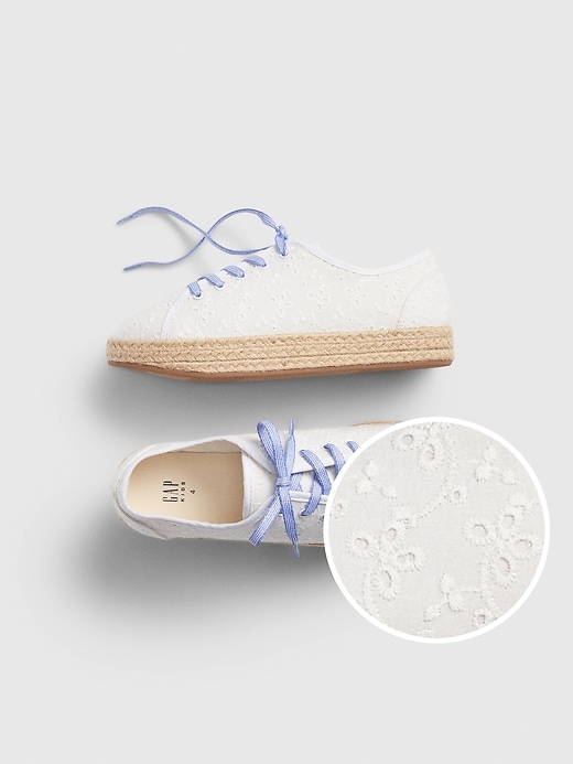 1 of 8 showing, with the color white of product Kids Eyelet Espadrille Sneakers