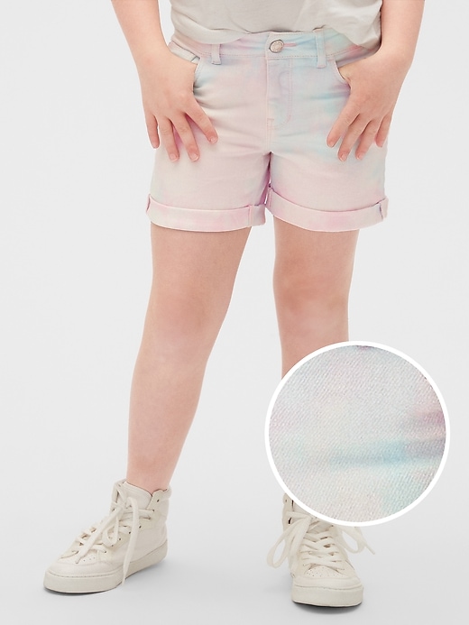 Image number 1 showing, Kids Tie-Dye Denim Midi Shorts