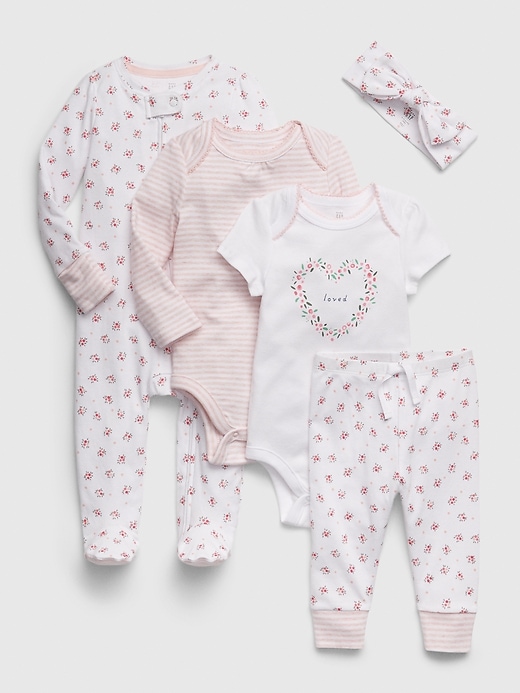 1 of 8 showing, with the color optic white floral of product Baby & Toddler 5-Piece Gift Box
