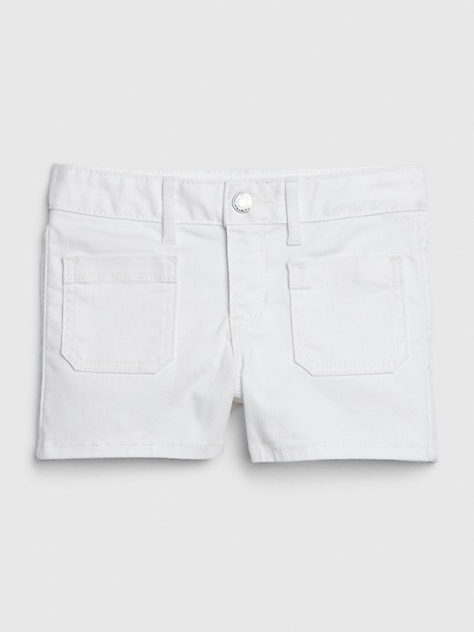 2 of 8 showing, with the color white denim of product Kids Patch-Pocket Denim Shortie Shorts