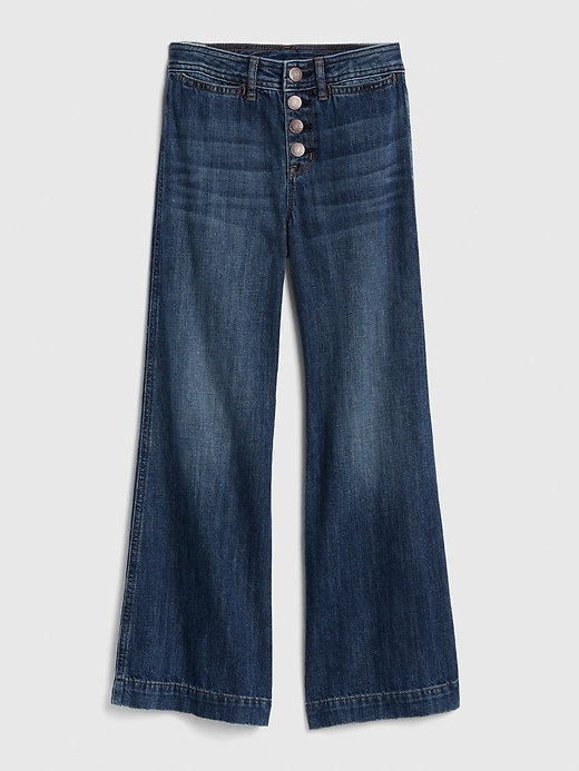 Image number 1 showing, Kids Organic Cotton High Rise Wide-Leg Jeans