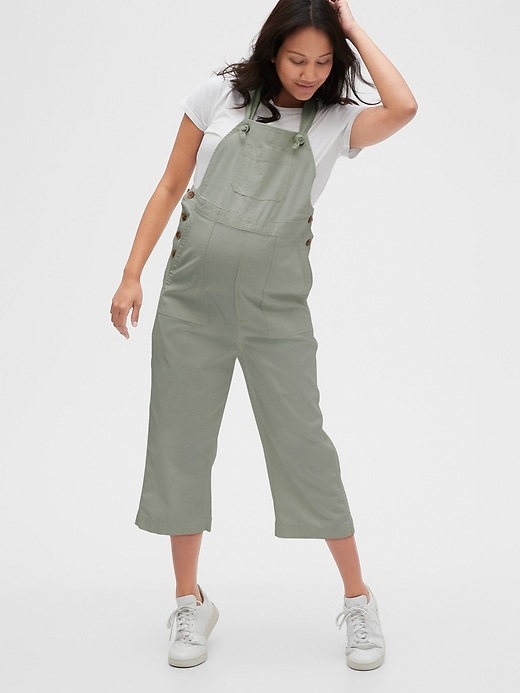 Image number 3 showing, Maternity Cropped Overalls in TENCEL&#153 Lyocell