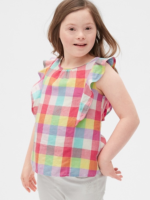 Image number 2 showing, Kids Ruffle Plaid Top