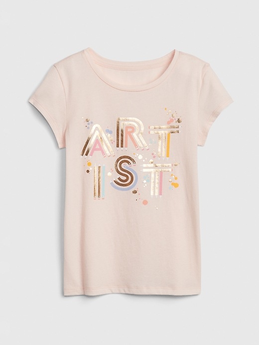 1 of 8 showing, with the color pink blush of product Kids Graphic Short Sleeve T-Shirt