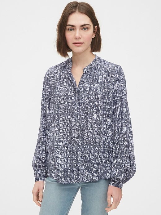 View large product image 1 of 1. Print Shirred Popover Shirt