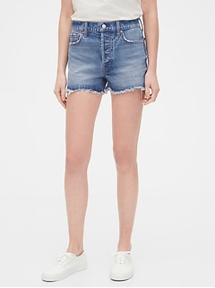 women's high rise denim shorts
