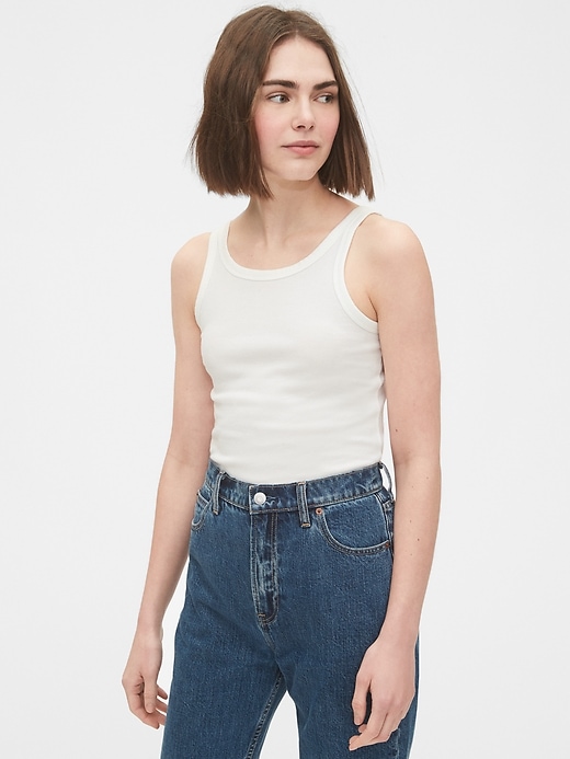 View large product image 1 of 1. Ribbed Halter Tank Top
