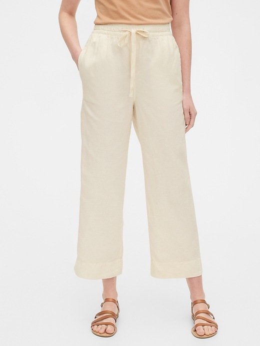 View large product image 1 of 1. Linen Wide-Leg Pant