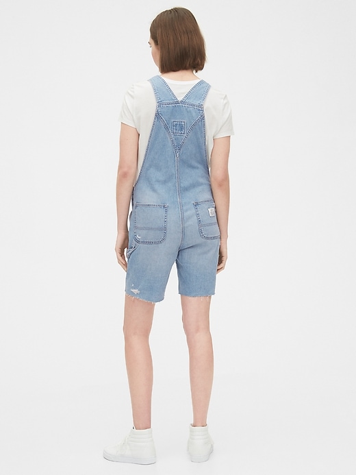 2 of 8 showing, with the color light destroy of product Distressed Denim Shortalls