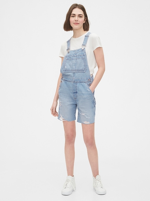 Image number 1 showing, Distressed Denim Shortalls