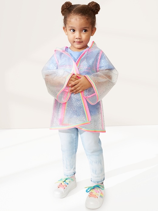 Image number 4 showing, Toddler Sparkle Rainbow Raincoat