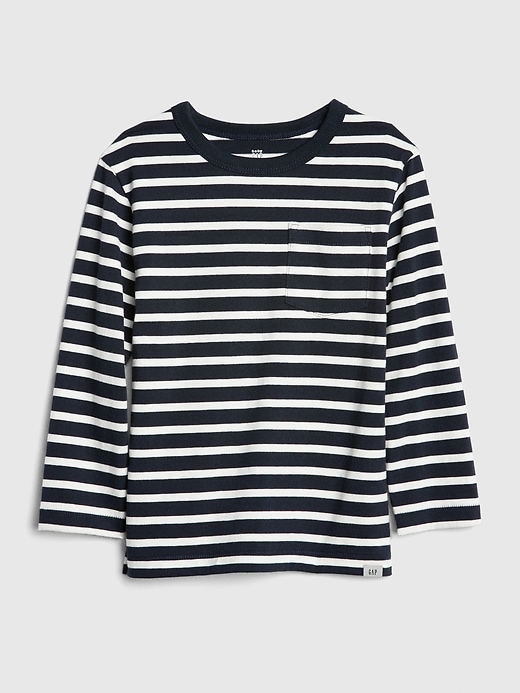 1 of 8 showing, with the color stripe navy of product Toddler Stripe Long Sleeve T-Shirt