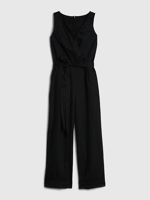 Image number 5 showing, Sleeveless Wrap-Front Jumpsuit in Linen-Cotton