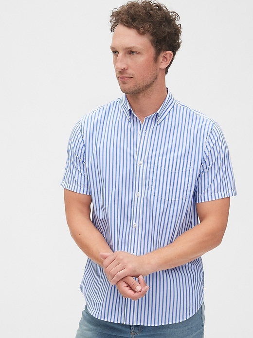 1 of 8 showing, with the color blue stripe of product Performance Poplin Shirt