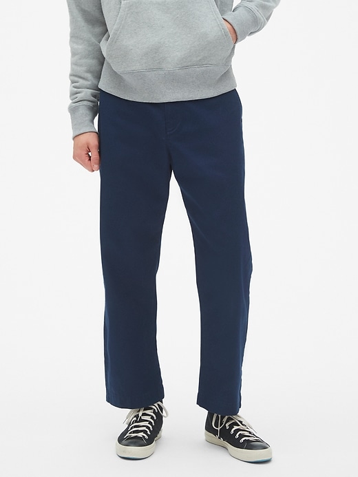 1 of 8 showing, with the color blue of product Wide-Leg Khakis