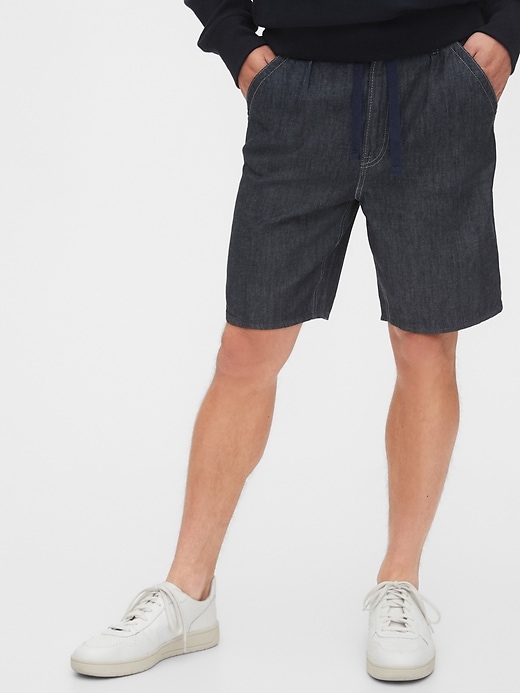 1 of 8 showing, with the color dark rinse of product 80s Worker Shorts