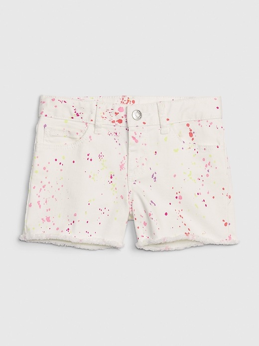 2 of 8 showing, with the color multi splatter print of product Kids Splatter Paint Midi Shorts