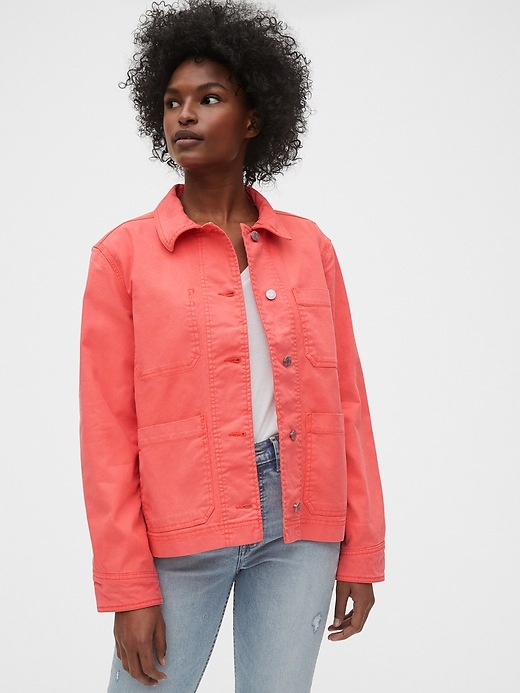 1 of 8 showing, with the color coral pink of product Chore Jacket