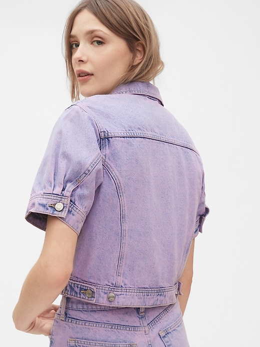 2 of 8 showing, with the color new purple of product Cropped Icon Denim Jacket