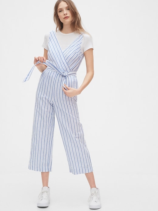 Image number 6 showing, Sleeveless Wrap-Front Jumpsuit in Linen-Cotton