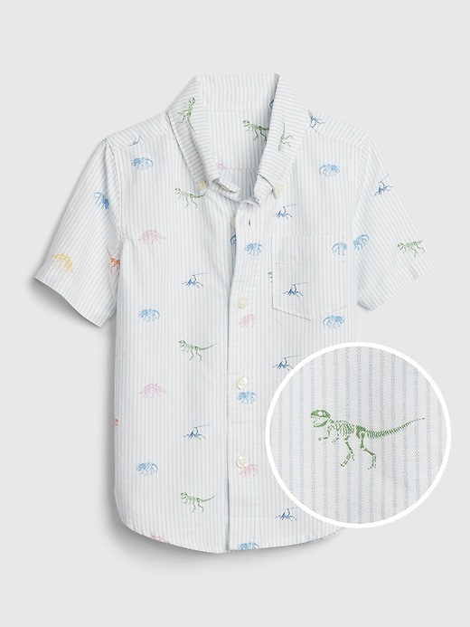 View large product image 1 of 3. Toddler Dino Print Oxford Shirt