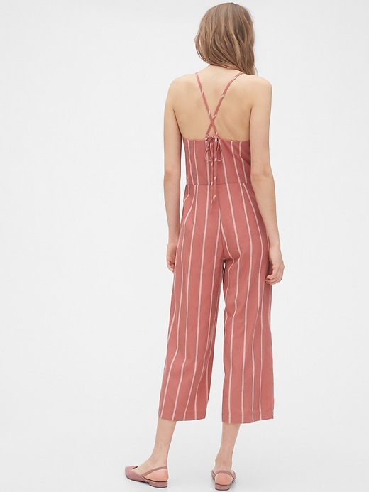 2 of 8 showing, with the color red stripe of product Tie-Back Cami Jumpsuit