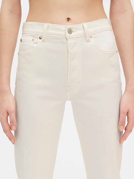 Image number 5 showing, High Rise Cheeky Straight Jeans with Raw Hem