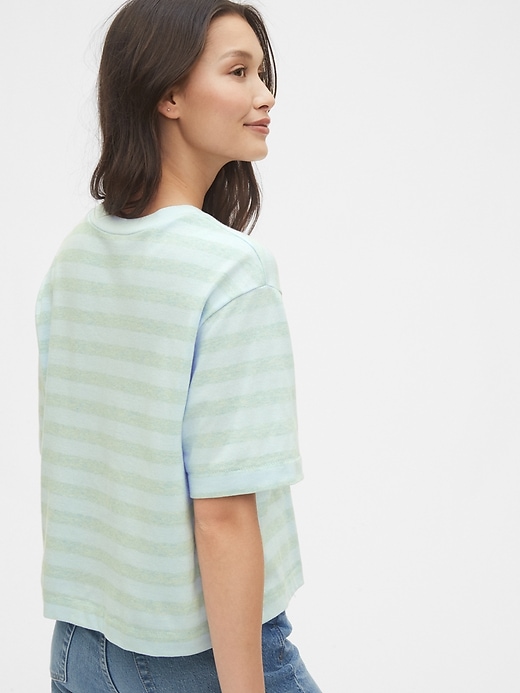 2 of 8 showing, with the color light blue stripe of product Cropped Striped T-Shirt