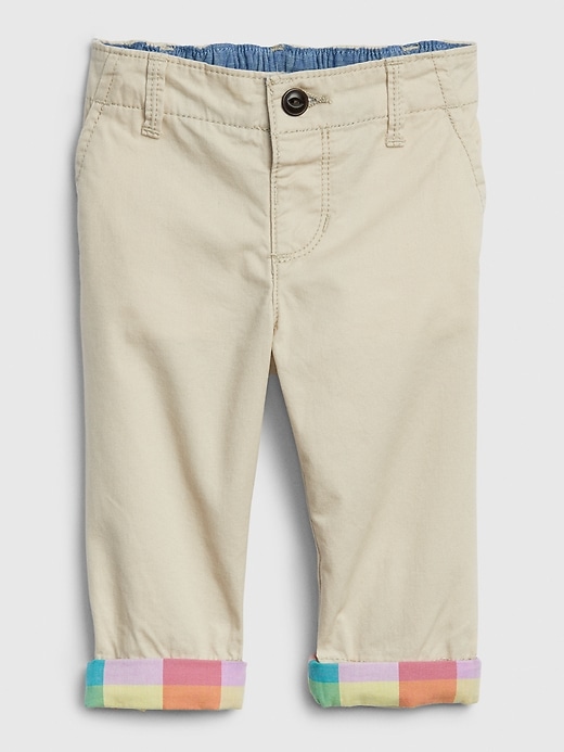 Image number 1 showing, Baby Plaid Lined Khakis with Stretch