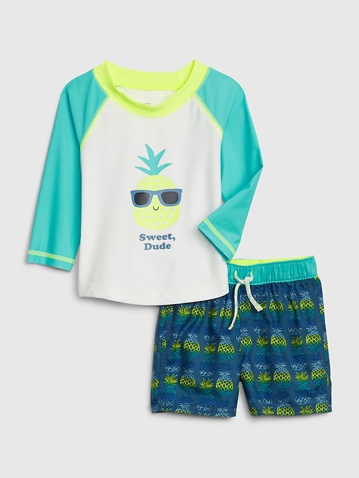 Image number 3 showing, Baby Pineapple Rash Guard Swim Set