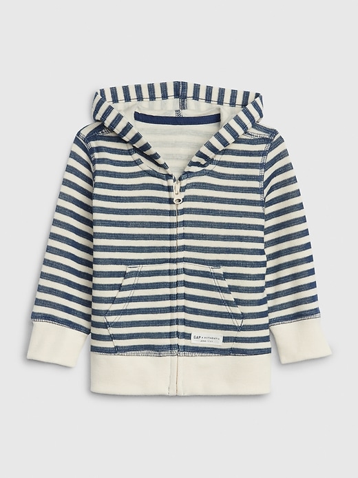 1 of 8 showing, with the color blue shade of product Baby Striped Hoodie Sweatshirt
