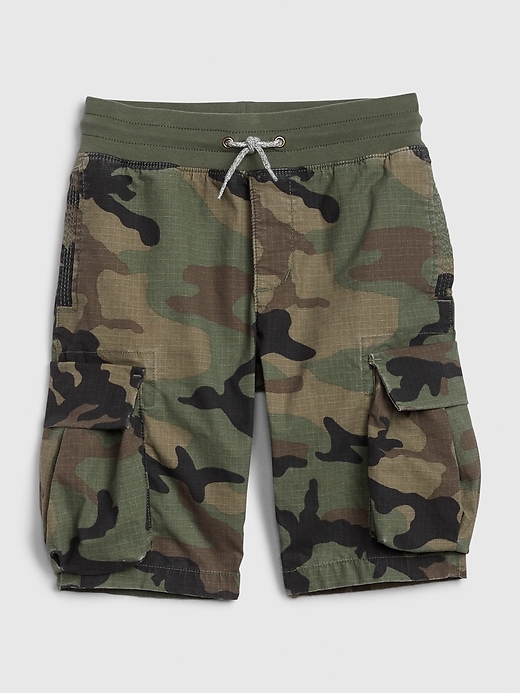 Kids Cargo Pull On Camo Shorts with Stretch Gap