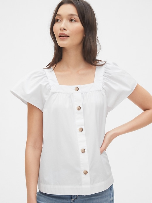 Image number 1 showing, Squareneck Button-Front Top
